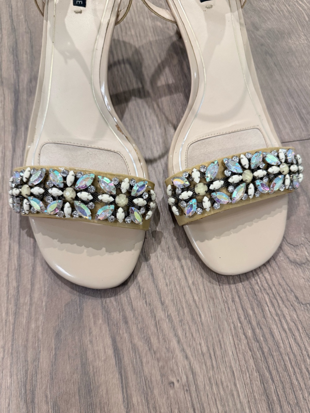 Alex Marie - size 10 Embellished Nude Kitten Heel Sandals